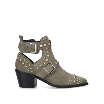 Sybil Khaki Studded Block Heel Ankle Boots from Kurt Geiger London