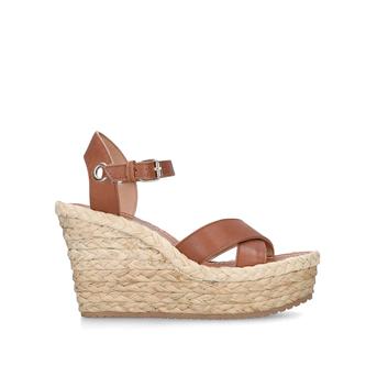 Urebrilith Tan Leather Espadrille Wedge Sandals from Aldo
