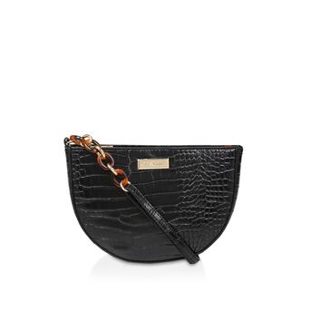 Fleur Half Moon Xbody Black Croc Effect Cross Body Bag from Carvela