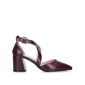 Koko Wine Snake Print Block Heel Court Shoes from Carvela