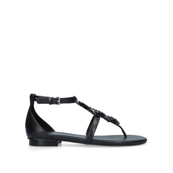 Felicity Thong Black Flat Leather Butterfly Sandals from Michael Michael Kors