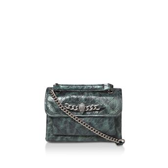 Mini Chelsea Croc Bag Croc Print Mini Shoulder Bag With Eagle Embellished Chain Detail from Kurt Geiger London