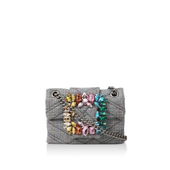 Mini Fabric Mayfair Bag Grey Embellished Mini Shoulder Bag from Kurt Geiger London