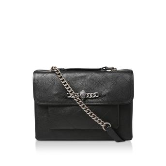 Large Leather Chelsea Bag Black Shoulder Bag With Eagle Embellished Chain Detail from Kurt Geiger London