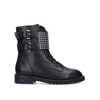 Seth Black Embellished Biker Boots from Kurt Geiger London