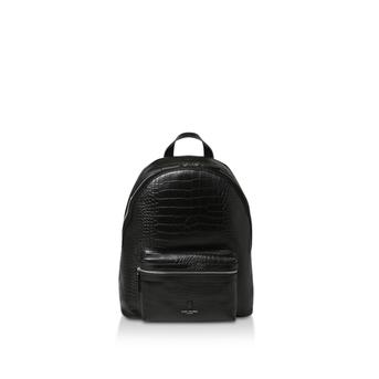 Brixton Backpack Black Leather Croc Effect Backpack from Kurt Geiger London
