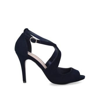 Natty Navy Stiletto Heel Peep Toe Sandals from Miss KG