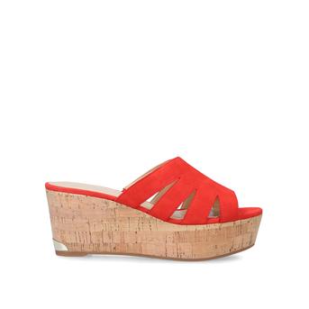 Victoria Red Cork Wedge Sliders from Nine West