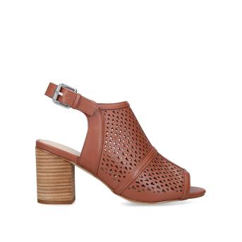 Nylah Brown Block Heel Open Toe Sandals from Nine West