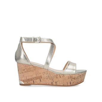 Violet Metallic Gold Wedge Heel Sandals from Nine West