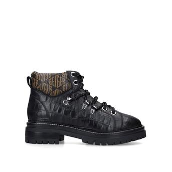 Regency Black Croc Print Hiker Boots from Kurt Geiger London