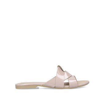 KG by Kurt Geiger Nude ripley Patent Sliders in Natural 