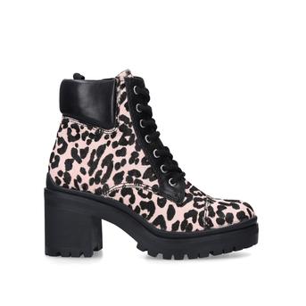 Brania Pink Leopard Print Block Heel Ankle Boots from Aldo