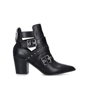 Gweliclya Black Embellished Buckle Detail Ankle Boots from Aldo