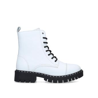 Gwemma White Lace Up Biker Boots from Aldo