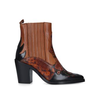 Damen Tan Snake Detail Western Boots from Kurt Geiger London