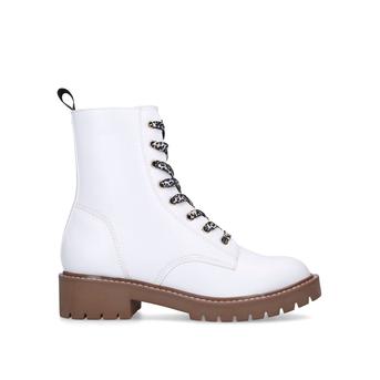Tilly White Biker Boots With Leopard Print Laces from KG Kurt Geiger