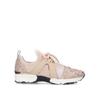 Lament Bling Nude Embellished Lace Up Trainers from Carvela
