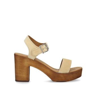 Roro Nude Suede Block Heel Sandals from KG Kurt Geiger