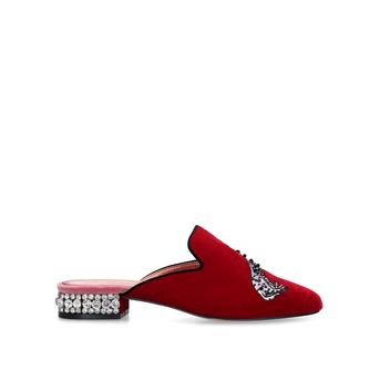 Fauna Red Velvet Dalmatian Embellished Backless Mules from Kurt Geiger London