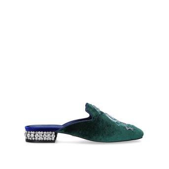 Fauna Green Velvet Lobster And Jellyfish Embellished Backless Mules from Kurt Geiger London