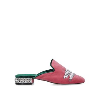 Fauna Pink Velvet Swan Embellished Backless Mules from Kurt Geiger London