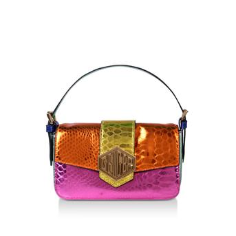 Geiger 20 Mini Bag Rainbow Metallic Snake Print Mini Shoulder Bag from Kurt Geiger London