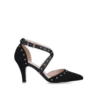 Cabe Black Studded Cross Strap Court Heels from Miss KG