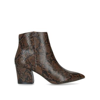 Missie Brown Snake Print Block Heel Ankle Boots from Steve Madden