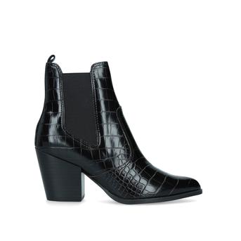 Patricia Black Croc Effect Block Heel Ankle Boots from Steve Madden