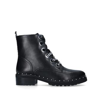 Tess Black Croc Effect  Patent Lace Up Biker Boots from Steve Madden