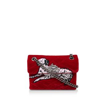 Mini Velvet Kensington Red Dalmatian Embellished Mini Shoulder Bag from Kurt Geiger London