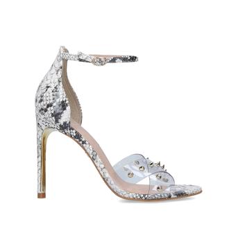 Fierce Snake Print Perspex Stiletto Heel Studded Sandals from KG Kurt Geiger