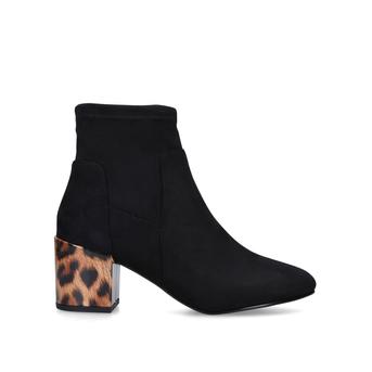 Sabrina Black Ankle Boots With Leopard Print Block Heel from KG Kurt Geiger