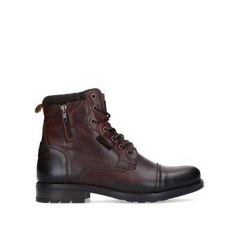 Powiel Lace Up Boot Dark Brown Lace Up Biker Boot from Aldo