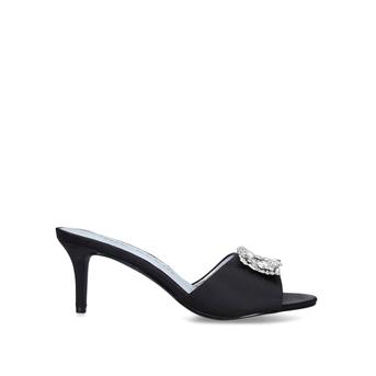 Sprinkle Black Satin Embellished Peep Toe Mules from Anne Klein