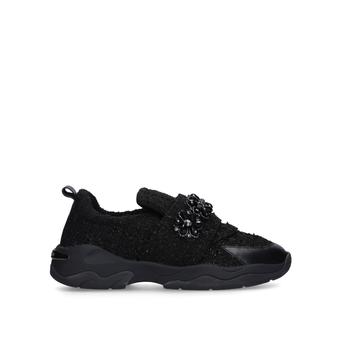 Lara Black Tweed Embellished Trainers from Kurt Geiger London