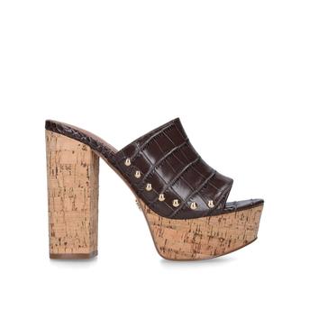 Bree Brown Croc Print Cork Heel Platform Sandals from Kurt Geiger London