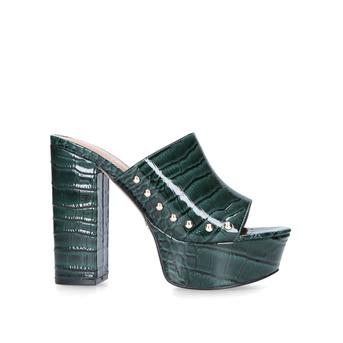 Bree Teal Croc Print Block Heel Platform Sandals from Kurt Geiger London