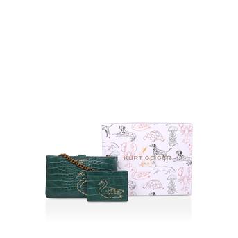 Pouch With Chain Gift Set Green Swan Gift Set from Kurt Geiger London