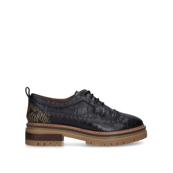 Kenley Black Croc Print Monogram Brogues from Kurt Geiger London