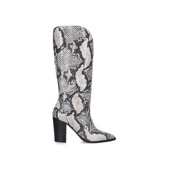 Sheer Snake Print Block Heel Knee High Boots from Carvela