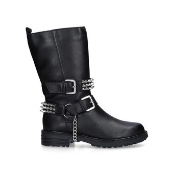Savage Black Studded Buckle Detail Biker Boots from Carvela