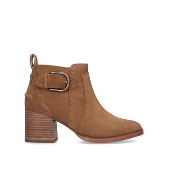 Leahy Tan Suede Ankle Boot With Contrast Block Heel from UGG