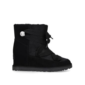 Classic Femme Lace-up Black Ankle Boot With Hidden Wedge from UGG