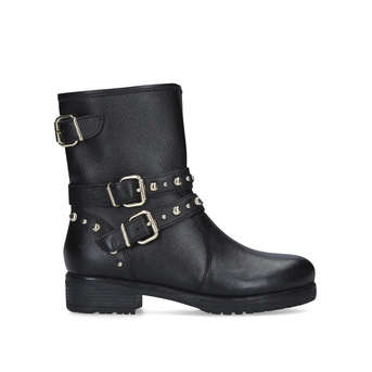 ladies black biker boots uk