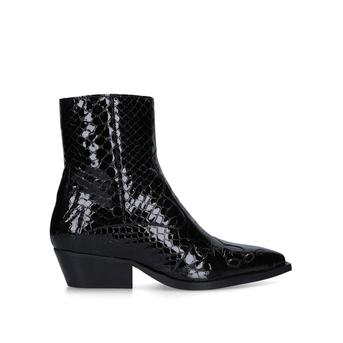 Delta Black Patent Western Style Ankle Boots from Kurt Geiger London