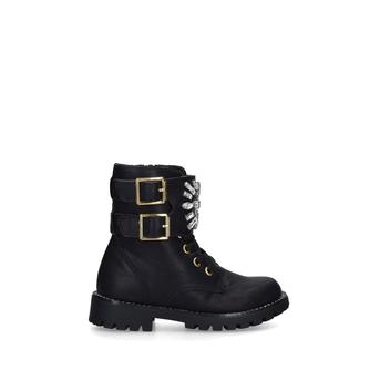 Mini Stoop Black Embellished Biker Boots Ages 2-7 from Kurt Geiger London