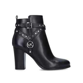 Preston Bootie Black Block Heeled Ankle Boot With Silver Hardware from Michael Michael Kors