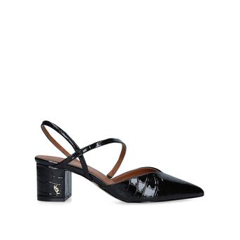 Burlington Sling Black Croc Print Block Heel Courts from Kurt Geiger London